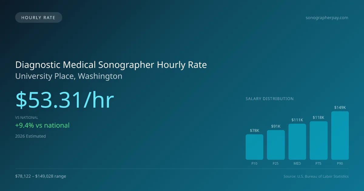 Diagnostic Medical Sonographer Hourly Rate in University Place, WA — 2026 est., based on 2025 BLS