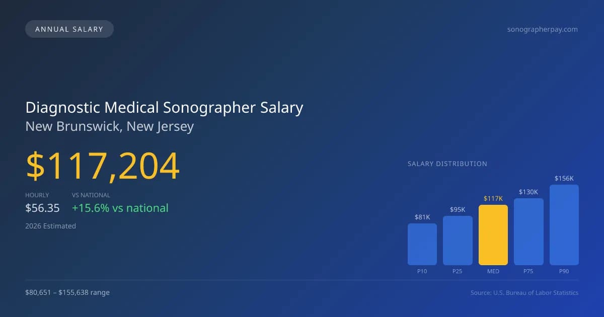 Diagnostic Medical Sonographer Salary in New Brunswick, NJ — 2026 est., based on 2025 BLS