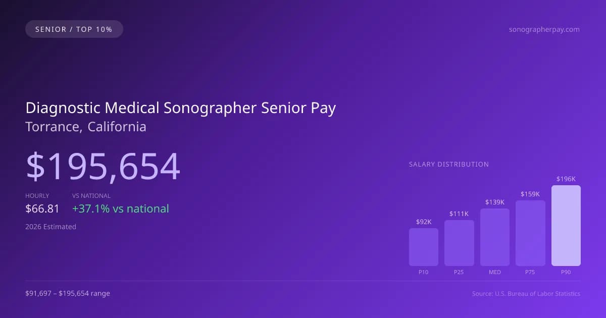 Diagnostic Medical Sonographer Senior Salary in Torrance, CA — 2026 est., based on 2025 BLS