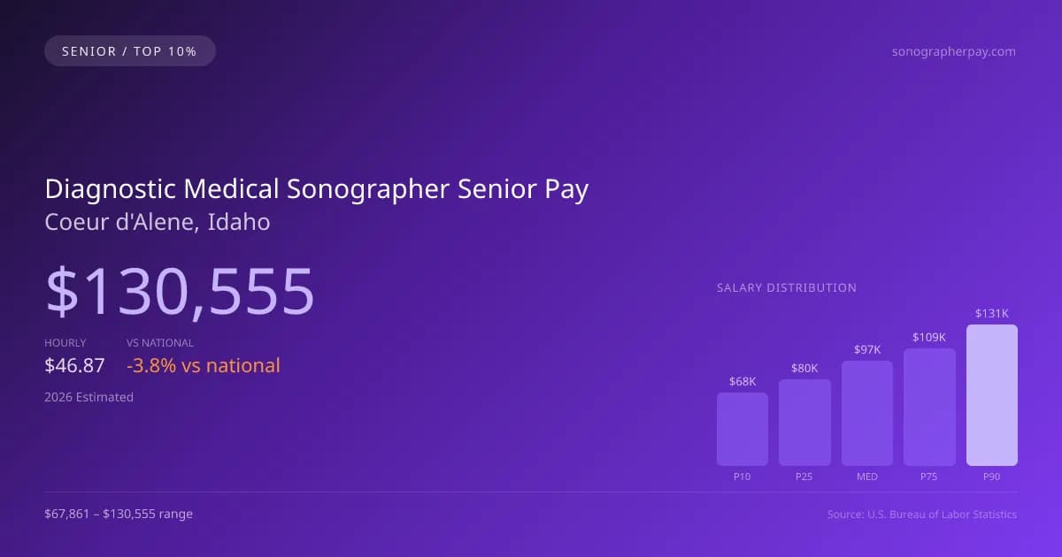Diagnostic Medical Sonographer Senior Salary in Coeur d'Alene, ID — 2026 est., based on 2025 BLS