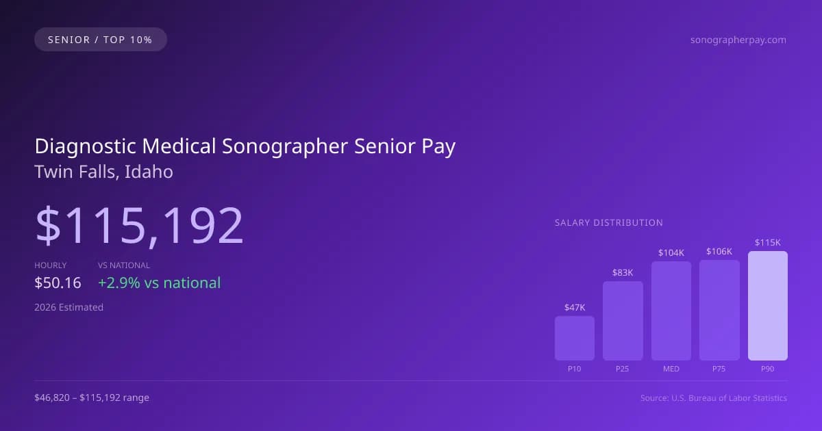 Diagnostic Medical Sonographer Senior Salary in Twin Falls, ID — 2026 est., based on 2025 BLS