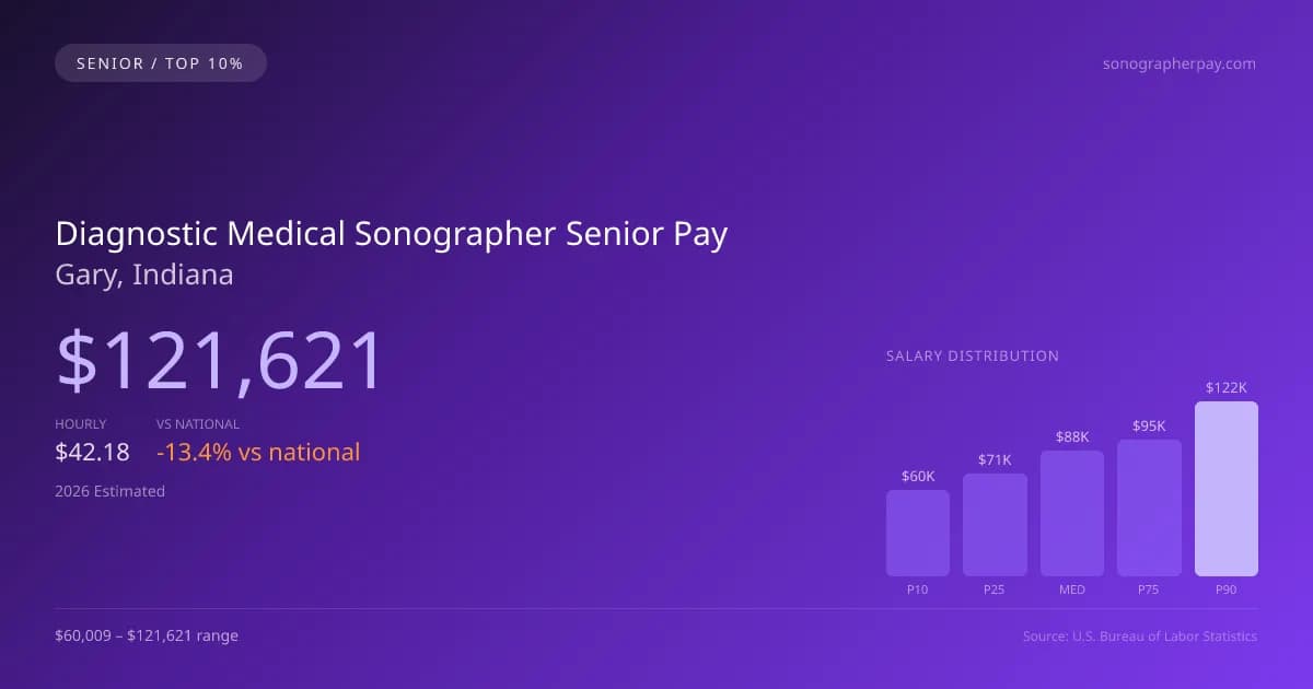 Diagnostic Medical Sonographer Senior Salary in Gary, IN — 2026 est., based on 2025 BLS