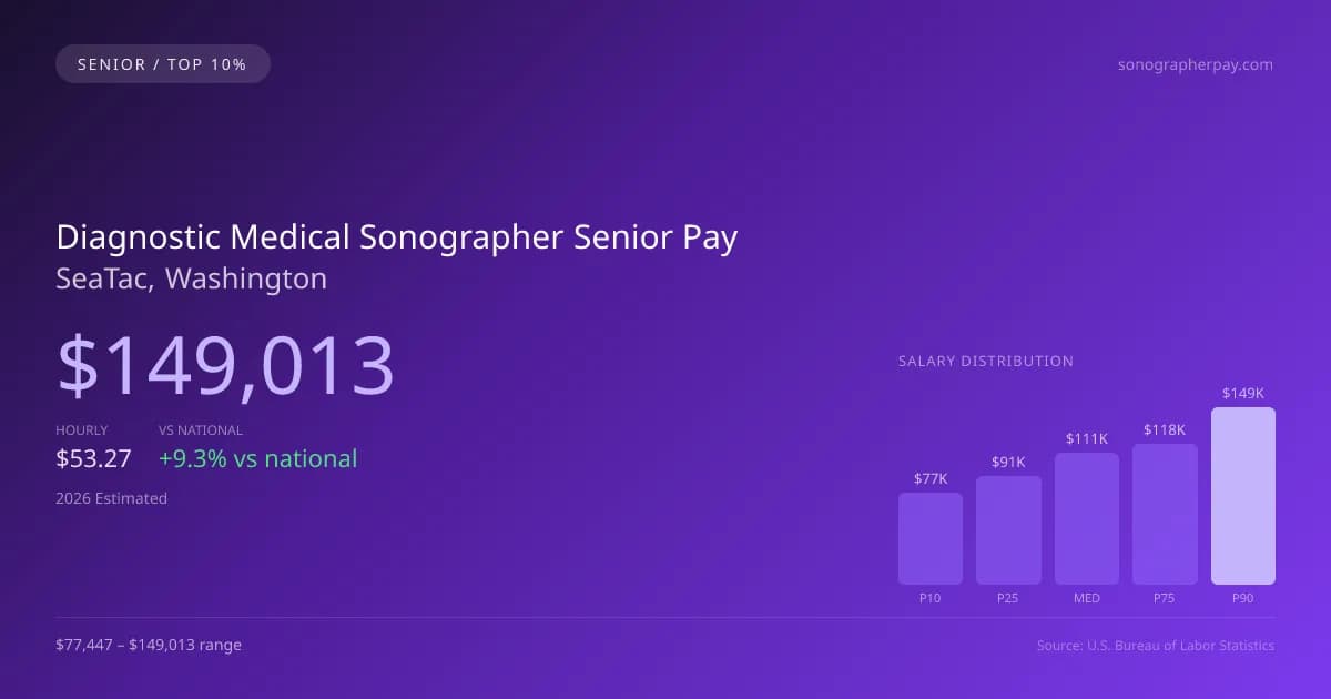 Diagnostic Medical Sonographer Senior Salary in SeaTac, WA — 2026 est., based on 2025 BLS