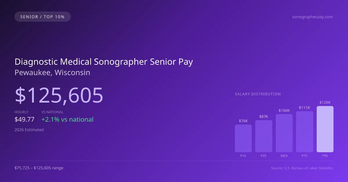 Diagnostic Medical Sonographer Senior Salary in Pewaukee, WI — 2026 est., based on 2025 BLS