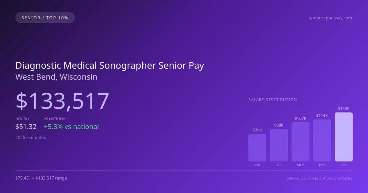 Diagnostic Medical Sonographer Senior Salary in West Bend, WI — 2026 est., based on 2025 BLS