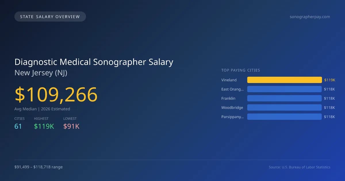 Diagnostic Medical Sonographer Salary in New Jersey - 2025 BLS Data Infographic