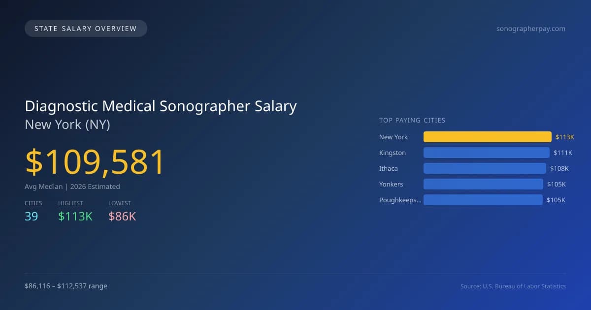 Diagnostic Medical Sonographer Salary in New York - 2025 BLS Data Infographic