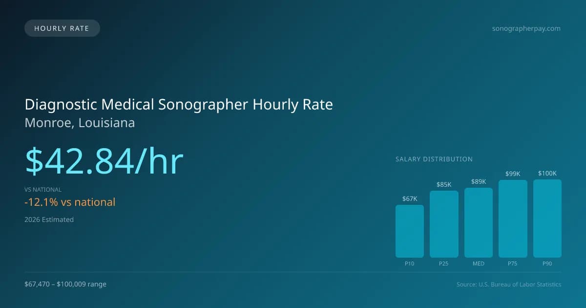 Diagnostic Medical Sonographer Hourly Rate in Monroe, LA — 2026 est., based on 2025 BLS