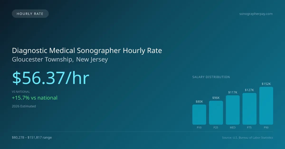 Diagnostic Medical Sonographer Hourly Rate in Gloucester Township, NJ — 2026 est., based on 2025 BLS