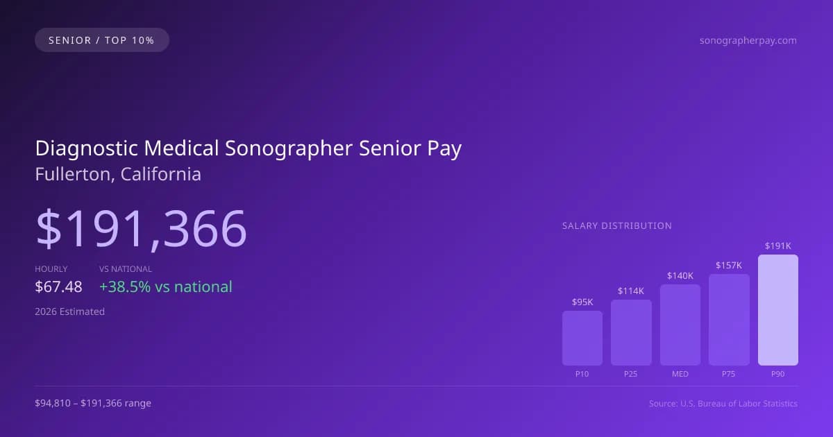 Diagnostic Medical Sonographer Senior Salary in Fullerton, CA — 2026 est., based on 2025 BLS