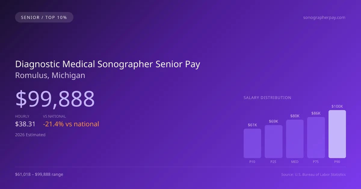 Diagnostic Medical Sonographer Senior Salary in Romulus, MI — 2026 est., based on 2025 BLS