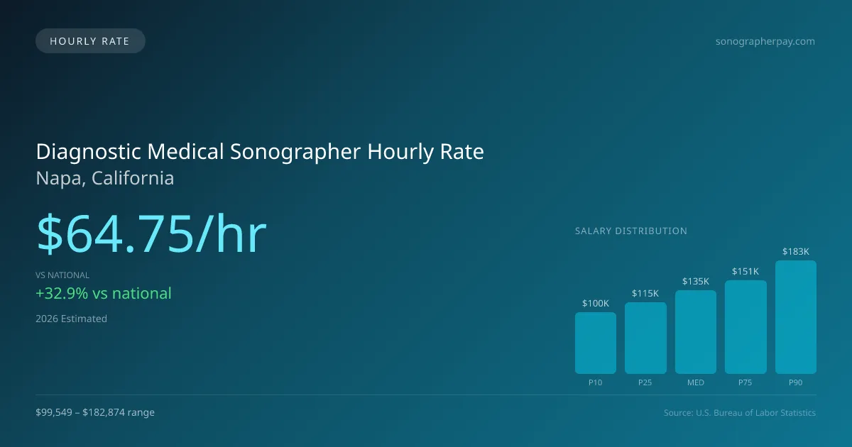 Diagnostic Medical Sonographer Hourly Rate in Napa, CA — 2026 est., based on 2025 BLS