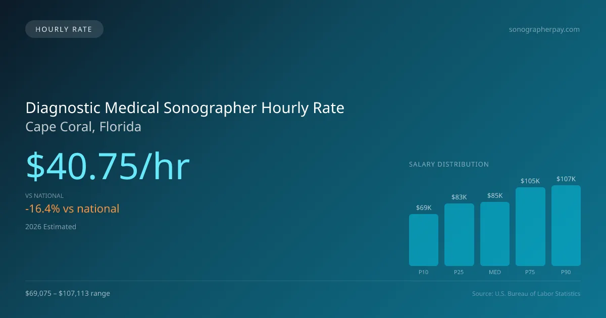 Diagnostic Medical Sonographer Hourly Rate in Cape Coral, FL — 2026 est., based on 2025 BLS
