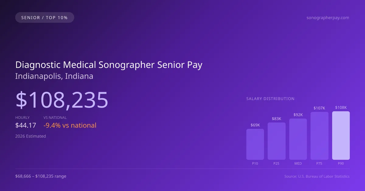 Diagnostic Medical Sonographer Senior Salary in Indianapolis, IN — 2026 est., based on 2025 BLS