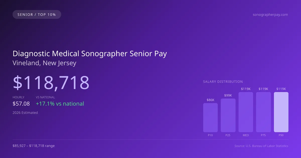 Diagnostic Medical Sonographer Senior Salary in Vineland, NJ — 2026 est., based on 2025 BLS