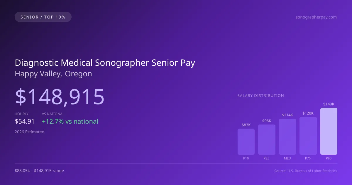 Diagnostic Medical Sonographer Senior Salary in Happy Valley, OR — 2026 est., based on 2025 BLS