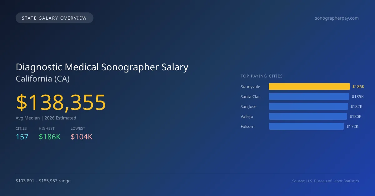 Diagnostic Medical Sonographer Salary in California - 2025 BLS Data Infographic