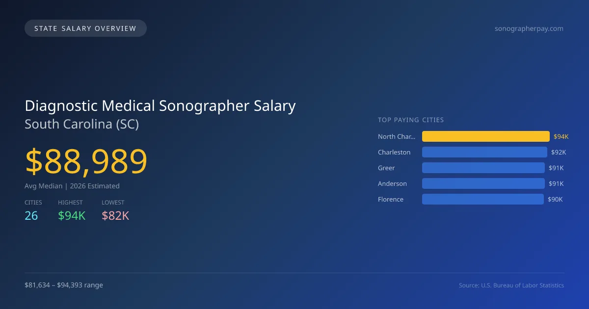 Diagnostic Medical Sonographer Salary in South Carolina - 2025 BLS Data Infographic